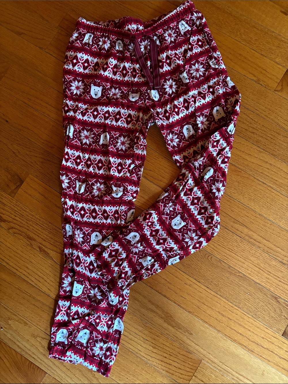 Old Navy Red and White Polar Bear Print Women’s Flannel Pajama Bottoms medium
